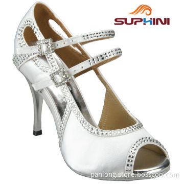 White Bridal Wedding Dance Shoes with Rhinestones high quality dress shoes